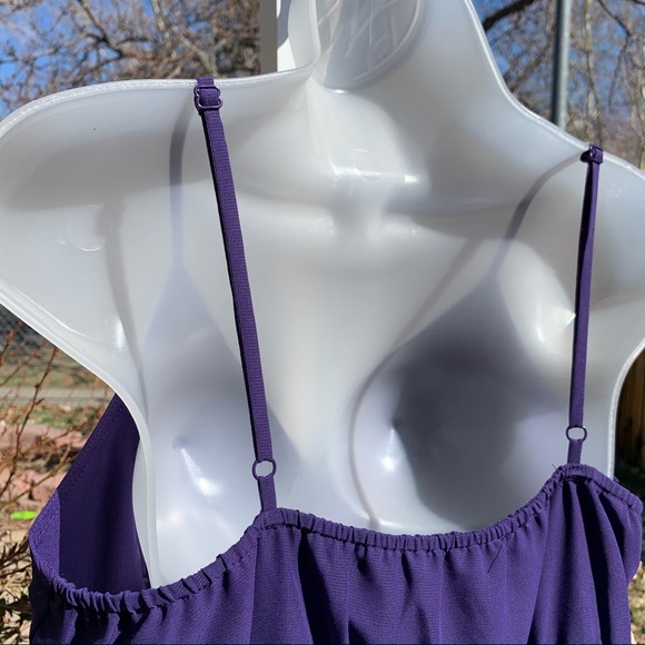 Gap Women's Purple Flowy Ruffle Midi Dress | L - Picture 6 of 9